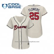 Camiseta Beisbol Mujer Atlanta Braves Tyler Flowers Cool Base Alterno 2019 Crema