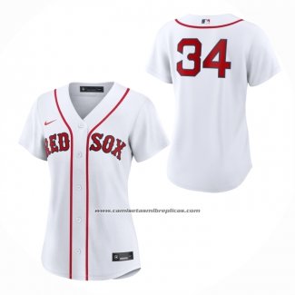 Camiseta Beisbol Mujer Boston Red Sox David Ortiz Primera Replica Blanco1