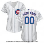 Camiseta Beisbol Mujer Chicago Cubs Personalizada Blanco