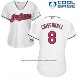 Camiseta Beisbol Mujer Cleveland Indians 8 Lonnie Chisenhall Blanco Cool Base