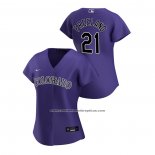 Camiseta Beisbol Mujer Colorado Rockies Kyle Freeland 2020 Replica Alterno Violeta