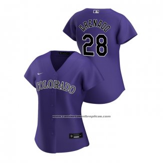 Camiseta Beisbol Mujer Colorado Rockies Nolan Arenado 2020 Replica Alterno Violeta