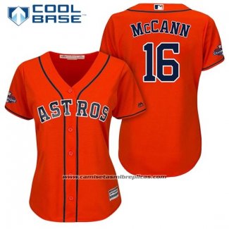 Camiseta Beisbol Mujer Houston Astros 2017 World Series Campeones Brian Mccann Naranja Cool Base