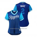 Camiseta Beisbol Mujer Kansas City Royals Alcides Escobar 2018 LLWS Players Weekend Magic Azul