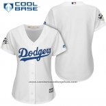 Camiseta Beisbol Mujer Los Angeles Dodgers 2017 World Series Blanco Cool Base