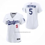 Camiseta Beisbol Mujer Los Angeles Dodgers Freddie Freeman Primera Stadium Blanco