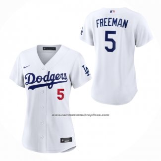 Camiseta Beisbol Mujer Los Angeles Dodgers Freddie Freeman Primera Stadium Blanco
