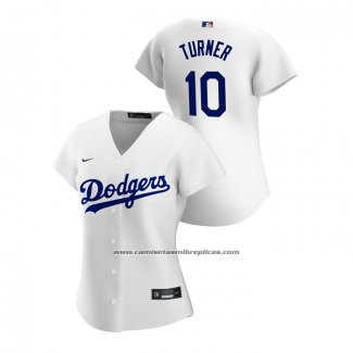 Camiseta Beisbol Mujer Los Angeles Dodgers Justin Turner 2020 Replica Primera Blanco