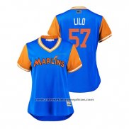 Camiseta Beisbol Mujer Miami Marlins Elieser Hernandez 2018 LLWS Players Weekend Lilo Azul