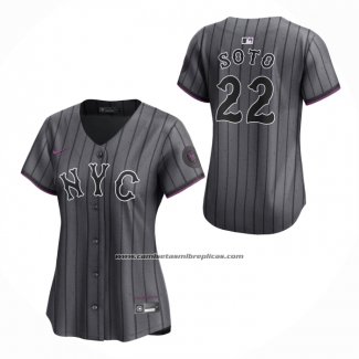 Camiseta Beisbol Mujer New York Mets Juan Soto City Connect Limited Gris