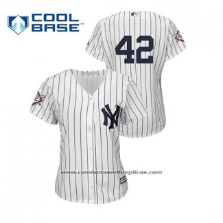 Camiseta Beisbol Mujer New York Yankees 2019 Jackie Robinson Day Cool Base Blanco