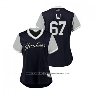 Camiseta Beisbol Mujer New York Yankees A.j. Cole 2018 LLWS Players Weekend Aj Azul