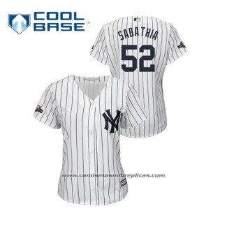 Camiseta Beisbol Mujer New York Yankees C.c. Sabathia 2019 Postemporada Cool Base Blanco