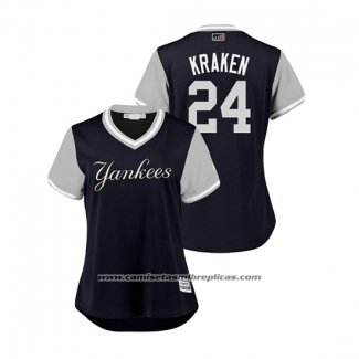 Camiseta Beisbol Mujer New York Yankees Gary Sanchez 2018 LLWS Players Weekend Kraken Azul