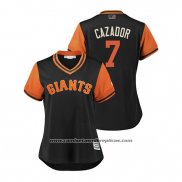 Camiseta Beisbol Mujer San Francisco Giants Gorkys Hernandez 2018 LLWS Players Weekend Cazador Negro