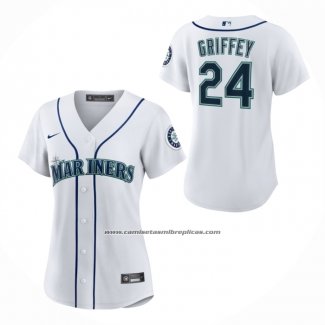 Camiseta Beisbol Mujer Seattle Mariners Ken Griffey Jr Primera Replica Blanco