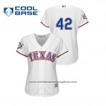 Camiseta Beisbol Mujer Texas Rangers 2019 Jackie Robinson Day Cool Base Blanco