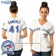 Camiseta Beisbol Mujer Toronto Blue Jays Aaron Sanchez 41 Blanco Cool Base 40 Aniversario