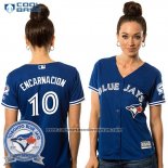 Camiseta Beisbol Mujer Toronto Blue Jays Edwin Encarnacion 10 Cool Base 40 Aniversario