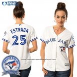 Camiseta Beisbol Mujer Toronto Blue Jays Marco Estrada 25 Blanco Cool Base 40 Aniversario