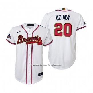 Camiseta Beisbol Nino Atlanta Braves Marcell Ozuna 2022 Gold Program Replica Blanco