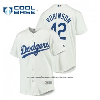 Camiseta Beisbol Nino Brooklyn Dodgers Jackie Robinson Cool Base Primera Blanco