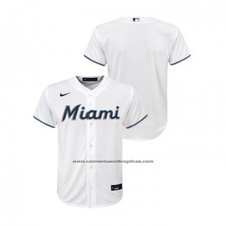 Camiseta Beisbol Nino Miami Marlins Replica Primera Blanco