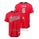 Camiseta Beisbol Hombre All Star Milwaukee Brewers Lorenzo Cain 2018 Home Run Derby National League Rojo