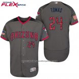 Camiseta Beisbol Hombre Arizona Diamondbacks 2017 Estrellas y Rayas 24 Yasmany Tomas Gris Flex Base