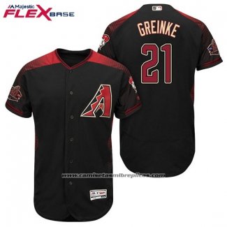 Camiseta Beisbol Hombre Arizona Diamondbacks 21 Zack Greinke Negro Rojo Alterno Flex Base