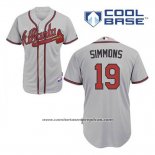 Camiseta Beisbol Hombre Atlanta Braves 19 Andrelton Simmons Gris Cool Base