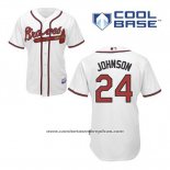 Camiseta Beisbol Hombre Atlanta Braves 24 Kelly Johnson Blanco Primera Cool Base