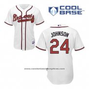 Camiseta Beisbol Hombre Atlanta Braves 24 Kelly Johnson Blanco Primera Cool Base