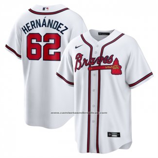 Camiseta Beisbol Hombre Atlanta Braves Daysbel Hernandez Primera Replica Blanco