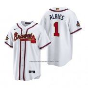 Camiseta Beisbol Hombre Atlanta Braves Ozzie Albies 2022 Gold Program Replica Blanco