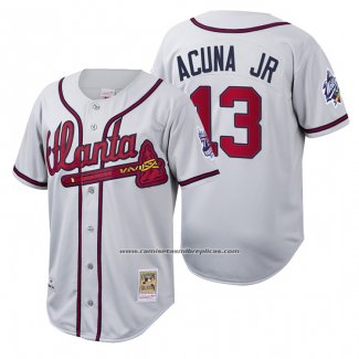 Camiseta Beisbol Hombre Atlanta Braves Ronald Acuna Jr. Cooperstown Collection Autentico Blanco