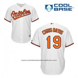 Camiseta Beisbol Hombre Baltimore Orioles 19 Chris Davis Blanco Primera Cool Base