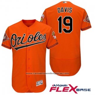 Camiseta Beisbol Hombre Baltimore Orioles 19 Chris Davis Naranja 2017 Flex Base