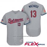 Camiseta Beisbol Hombre Baltimore Orioles 2017 Estrellas Y Rayas 13 Manny Machado Gris Flex Base