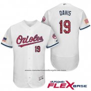 Camiseta Beisbol Hombre Baltimore Orioles 2017 Estrellas Y Rayas 19 Chris Davis Blanco Flex Base