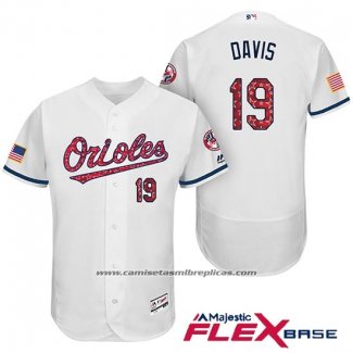 Camiseta Beisbol Hombre Baltimore Orioles 2017 Estrellas Y Rayas 19 Chris Davis Blanco Flex Base