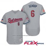 Camiseta Beisbol Hombre Baltimore Orioles 2017 Estrellas Y Rayas 6 Jonathan Schoop Gris Flex Base