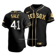 Camiseta Beisbol Hombre Boston Red Sox Chris Sale Golden Edition Autentico Negro