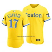 Camiseta Beisbol Hombre Boston Red Sox Nathan Eovaldi 2021 City Connect Autentico Oro