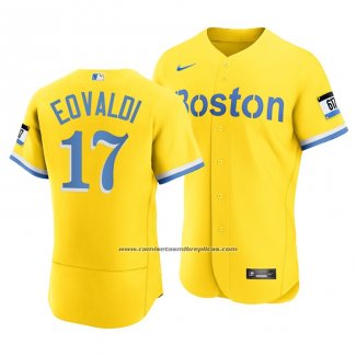 Camiseta Beisbol Hombre Boston Red Sox Nathan Eovaldi 2021 City Connect Autentico Oro