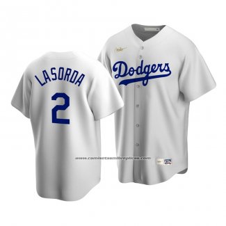 Camiseta Beisbol Hombre Brooklyn Los Angeles Dodgers White Tommy Lasorda Cooperstown Collection Primera Blanco