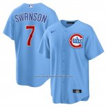 Camiseta Beisbol Hombre Chicago Cubs Dansby Swanson Alterno 2 Replica Azul