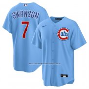 Camiseta Beisbol Hombre Chicago Cubs Dansby Swanson Alterno 2 Replica Azul