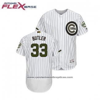 Camiseta Beisbol Hombre Chicago Cubs Eddie Butler 2018 Dia de los Caidos Flex Base Blanco