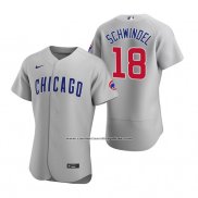 Camiseta Beisbol Hombre Chicago Cubs Frank Schwindel Autentico Road Gris